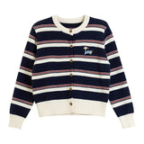 New Striped Knitted Shirt Small Fragrant Wind Milk Whiry Soft Sweater Cardigan Jacket Women Spring And Autumn Outside The