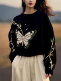 Butterfly Print Sweater Women 2025 Autumn And Winter New Loose This Year's Popular Beautiful Design Knitting