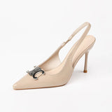 Pointed Metal Buckle Retro Single Shoes In The Fall Of 2025 New Thin Heel Middle Heel Women's Shoes Low-Heeled