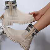 And Winter New Thick-Bottomed Round Head Elastic Knitting Martin Boots Women's Large Size Warm Women's Short