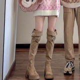 High And Thick Bottom Increase Over The Knee Long Boots Autumn Winter Kaqi Color Two Through The Flip High Barrel Knight