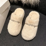 Head Half Slippers Women Wear 2025 New Autumn And Winter Home Thick Bottom Net Red Senior Sense Hair Hair
