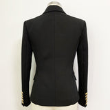 High-Grade Sharp Star Suit Jacket Female Metal Lion Head Buckle Double Buckle Small