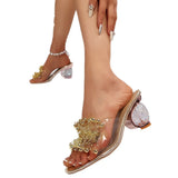 New Women's Water Drill Floral Sandals Cover Transparent Thick-Soled Party Fashion Cool Slippers High