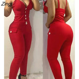 V Neck Spaghetti Strap Button Design Skinny Sexy Cami Vest Top Ladies Holiday Bodycon Pencil Pants Set Women's Two