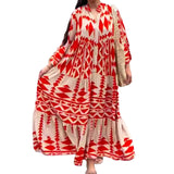 Large-Size Women's New Temperament Printed Shirt Dress Bohemian