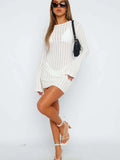 Zingj Women's New Sexy Long Sleeve Lace-Hole Sweater Dress-Outfit