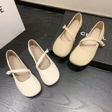 Zingj Mary Jane Spring And Summer Round Head Versatile Fairy Wind Single Shoes Female Shallow Mouth Bean Shoes Gentle Wind Late Late Shoes-Outfit