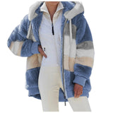 Women's Loose Plush Multi-color Hooded