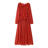 Women's Clothing Explosion Long-Sleeved Net Folded