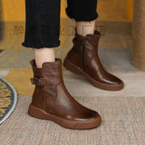 Martin Boots Women Wish British Thick-Bottom Single Boots Retro Flat-Bottom Short
