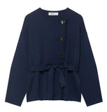 Women's Clothing Explosion With Belt Knitted Short Coat