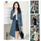 Autumn And Winter Dragon And Phoenix, The Long Coat In The Collar Of The Long Coat Woman Wish Korean Version Of The Waist Bump