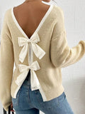And Winter New Sweater Women's Fashion Back Bow Decorated Round Collar Knitted