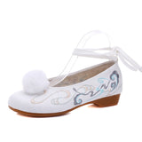 Zingj Ball Embroidered Cloth Shoes Girl Low Heel Embroidered Hanfu Shoes Ancient Costume Stage Dance