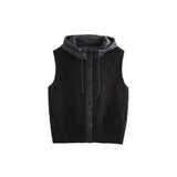 Women's 2025 Winter Fashion Vintage Vintage Vintage Cotton Stitched Knitted Hooded Vest