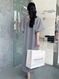 Women Puff Sleeve Plaid Dress Korea New Fashion Ladies Womens Casual Loose Dresses Woman Long