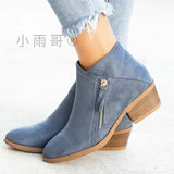 Martin Boots Women Winter Side Zipper Short Boots Low Round Head