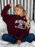 Style Retro Hottie Letter Print Dress Girl Spring New Rotten Hooded Loose