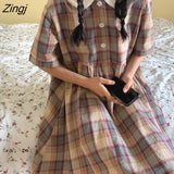 Dresses Women Peter Pan Collar Retro Japanese Style Kawaii Popular Chic Trendy Girls Loose Leisure Vestido Feminino