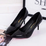 Korean Version Of The Spring And Autumn New High-Heeled Women's Large Fashion Pure Color Fashion Light Mouth Lady Single Shoes Fine