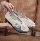 Zingj Shoes Embroidered Cloth Shoes Single Shoes Women's Shoes 2023 Spring / Summer New Retro