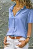 2023 Short-sleeve Shirt Solid Casual Loose Blouse Fashion Women Basic Top Office Party Clothing Shirt Women