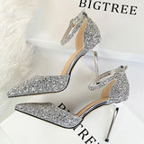 Shoes Sexy High Heels Women Pumps Sparkle Sequins Stiletto Heels 10 Cm Party Shoes Women Heels Summer Women Sandals