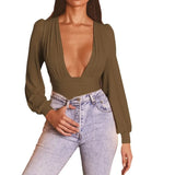 Zingj And Autumn Jacket Women's Sexy Long Sleeves Deep V Waist Pleated Temperament