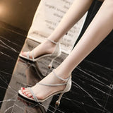 Small Sandals Women 2025 New Summer Heel With Skirt Water Drill With Temperament High Heels Fairy