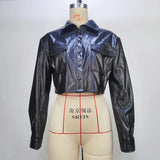 Zingj Women's Wear 2024 New Leather Coat Crop Crop White Leather Coat Female Ins Black