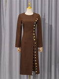 Oil High-End Women's Decoration Long Dresses 2025 New Long Sleeve Opens High-Sleeves Dresses For