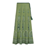 Vintage Crumbat Splicing Half-Body Skirt Holiday High-Waisted Thin A-Shaped Skirt New Mid-Long