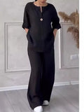 New Women's Fashion Pure Color Cotton Slack Suit