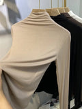 Zingj Order Goods Giant Soft Velvet Bottom Shirt 2024 New High Collar Slim Slim Long Sleeve T-Shirt Jacket