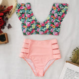 Bikini2025 New Lotus Edge Bikini Split Swimsuit Sexy High