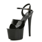 Zingj Lacquered Leather Sandals High Heels Sexy Black Waterproof Platform Hate Day High Slippers Female