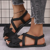 Sandals Women's Summer New Soft-Soled Bow Flat And A Word Sandals Fashion Wear Sweet Cool