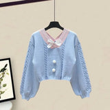 Women Winter Patchwork Long Sleeve Knitted Tops + Asymmetric Skirt 2 Piece Suit Female Party Elegant Two Piece Set 211-0-Outfit