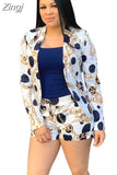 Pieces Set Sexy Autumn Fashion Women Set 2023 Female Tops Floral Print Long Sleeve Shirt Elastic Waist Shorts Outfits