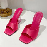 2025 Summer New Transparent Crystal Shoes Coarse Heel Cool Slippers Women Fashion Wearing Beach