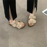 Retro Slippers Women Wear 2025 New Frosted Leather Shoes In The Summer, Cool Drag Flat