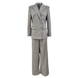 Early Spring New High-Grade Gray Heavyweight Hot Diamond Double Buckle Suit Trousers Set Two