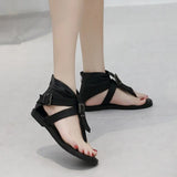 Shoes Summer 2025 New Retro Roman Shoes Belt Buckle Toe Flat Summer Shoes