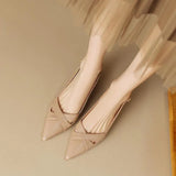Sandals Women 2025 Summer French Temperament After The Empty Cat Heel Tip Finger Fine Heel High Heel Women's