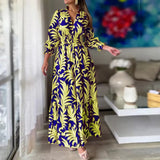 Zingj New Autumn And Winter Dress With Waist Cover Bohemian Print Long Sleeve High Line Dress-Outfit