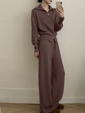 And Winter New Lazy Windy Open Shirt Sweater Set Women's Comfortable Top + Pants Knitted Two