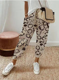 Women Cotton Tample Waist Nine Trousers Casual Women's