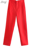 Women's Pants Beige Pencil High Waist Pants For Women Office Casual Elegant Woman Trousers Fashion Streetwear Summer