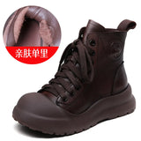 Cowhedular Retro Martin Boots Women Autumn And Winter New Set Leisure Short Boots With Round Head High Help